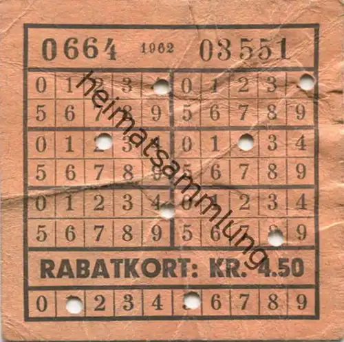 Dänemark - Kobenhavns Sporveje - Rabatkort KR. 4.50 - Fahrkarte