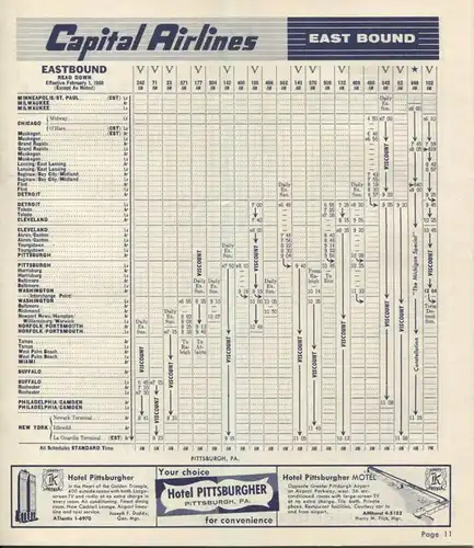 Capital Airlines - Fahrplan Time Table - 28 Seiten 1958