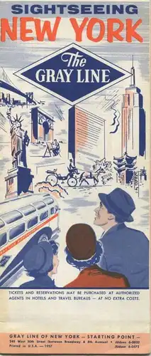 The Gray Line - Sightseeing New York - Faltblatt 1957