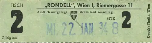 Österreich - Wien - "Rondell" Kino Wien I Riemergasse 11 - Kinokarte