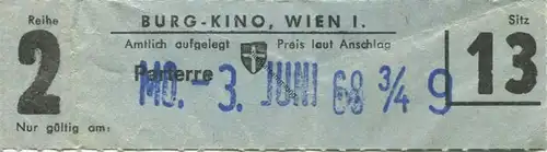 Österreich - Wien - Burg Kino Wien I - Kinokarte 1968