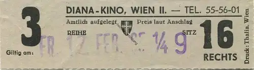 Österreich - Wien - Diana Kino Wien II - Kinokarte 1965