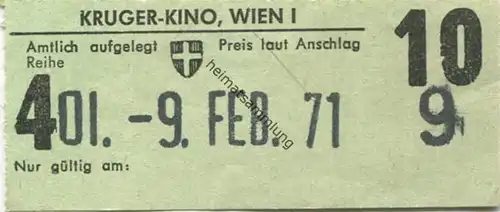 Österreich - Wien - Kruger Kino Wien I - Kinokarte 1971