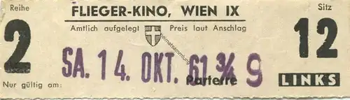 Österreich - Wien - Flieger-Kino Wien IX - Kinokarte 1961