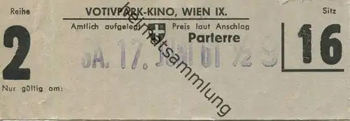 Österreich - Wien - Votivpark-Kino Wien IX - Kinokarte 1961