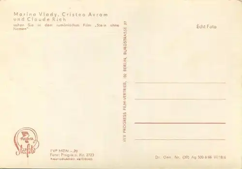 Marina Vlady - Cristea Avram - Claude Rich - VEB Progress Film Vertrieb Berlin 1966