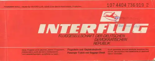 Interflug 1981 - Berlin Vienna Zürich Geneva Zürich