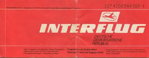 Interflug 1989 - Berlin Sofia Berlin