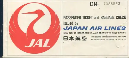 JAL Japan Air Lines 1967 - Zürich Kopenhagen Tokyo Hamburg Zürich