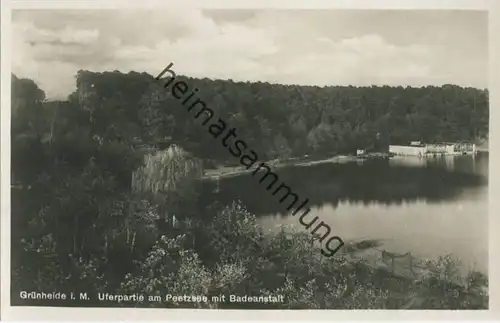 Grünheide i. M. - Uferpartie am Peetzsee mit Badeanstalt - Foto-AK 30er Jahre - Verlag W. Meyerheim Berlin