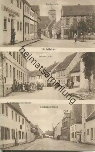 Schildau - Gneisenaustadt - Kirchstraße - Restaurant Gneisenau - Apotheke - Schulstraße - Schule - Gneisenaustraße