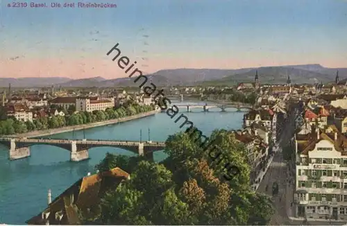 Basel - Die drei Rheinbrücken - Edition Photoglob Zürich - gel. 1926
