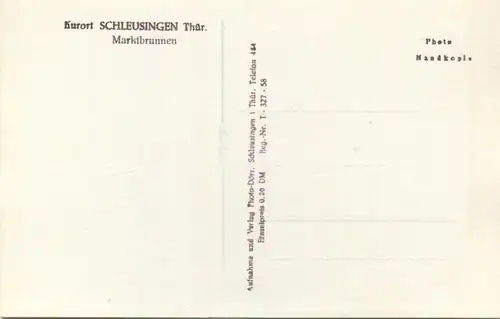 Schleusingen - Marktbrunnen - Foto-AK 50er Jahre Handabzug - Verlag Foto-Dörr Schleusingen