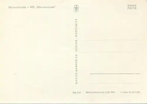 Warnemünde - MS Warnemünde - Foto-AK Grossformat - Verlag Walter Werner Gaschwitz