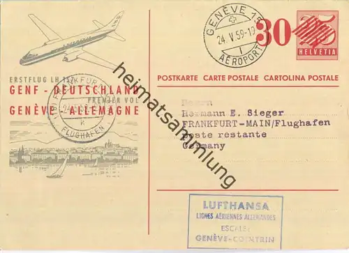 Luftpost Deutsche Lufthansa - Eröffnungsflug Genf - Deutschland am 24.Mai 1959 - Ganzsache
