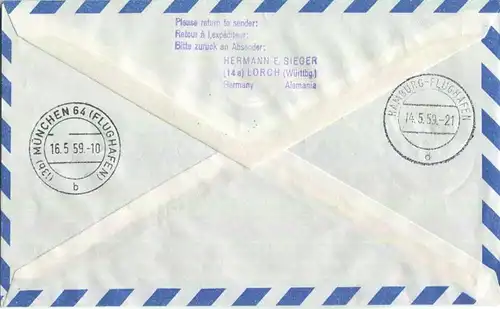 Luftpost Deutsche Lufthansa - Erstflug Athen - Deutschland am 14.Mai 1959