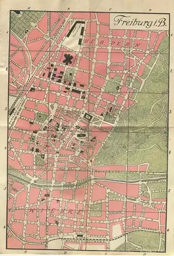 Miniatur-Bibliothek Nr. 925 - Städteführer Freiburg im Breisgau mit einem Stadtplan - 8cm x 12cm - 72 Seiten ca. 1910 -
