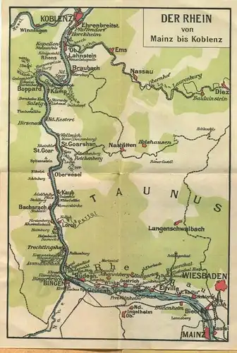 Miniatur-Bibliothek Nr. 941 - Reiseführer Der Rhein von Mainz bis Koblenz von Dr. Paul Sakolowski mit einem Plan - 8cm x