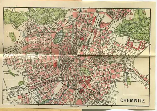 Miniatur-Bibliothek Nr. 974 - Reiseführer Chemnitz mit einem Plan - 8cm x 12cm - 38 Seiten ca. 1910 - Verlag für Kunst u