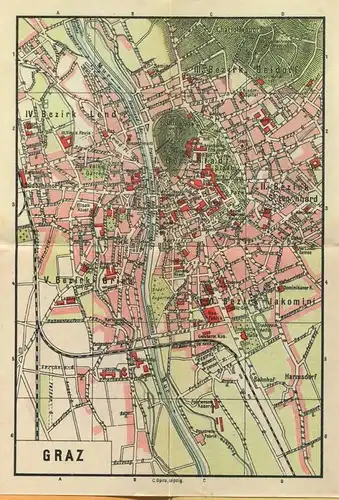 Miniatur-Bibliothek Nr. 992-993 - Reiseführer Graz und Umgebung mit einem Stadtplan und 11 Abbildungen - 8cm x 12cm - 56