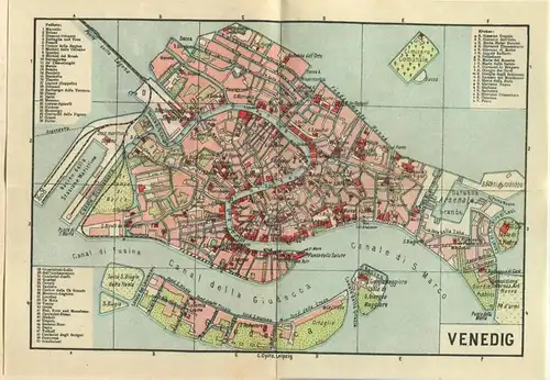 Miniatur-Bibliothek Nr. 996-997 - Reiseführer Venedig mit einem Plan der Stadt - 8cm x 12cm - 128 Seiten ca. 1910 - Verl