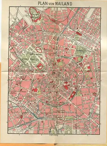 Miniatur-Bibliothek Nr. 1126-1127 - Reiseführer Mailand mit einem Stadtplan von Dr. Paul Sakolowski - 8cm x 12cm - 80 Se