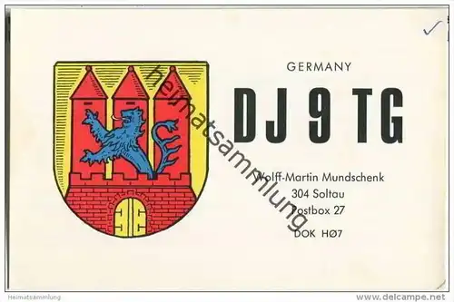 QSL - QTH - Funkkarte - DJ9TG - Soltau - 1969