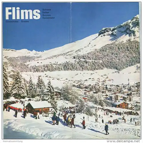 Flims 1970 - 12 Seiten mit 28 Abbildungen - Reliefkarte/M. Bieder - Hotelliste mit Ortsplan - Tarife und Fahrpläne der B