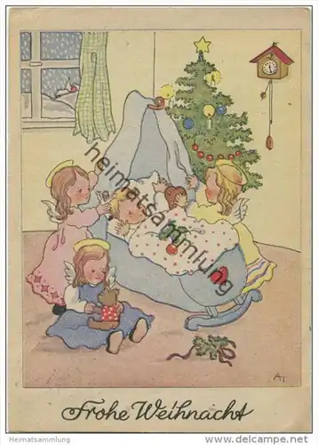 Frohe Weihnacht - drei Engelchen - AK Grossformat - illustriert Illustrateur AT