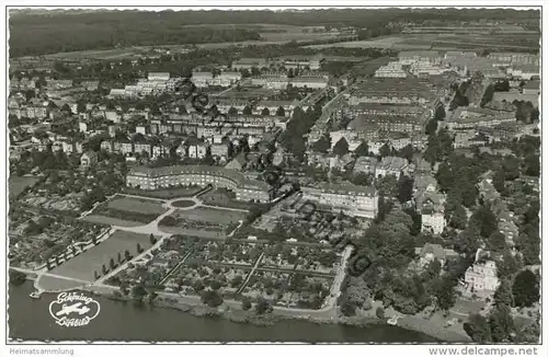 Lübeck - Blick auf Stadtteil Marli - Luftaufnahme - Foto-AK 50er Jahre