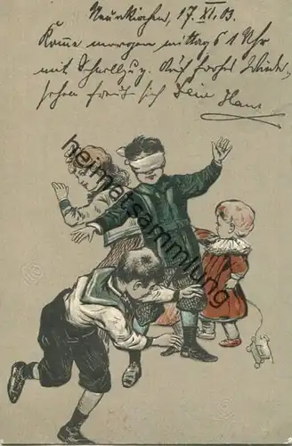 Kinder beim Spielen - Prägedruck gel. 1903