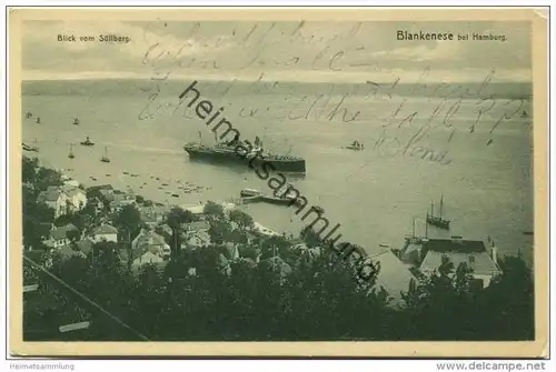 Hamburg-Blankenese - Blick vom Süllberg gel. 1909