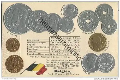 Münzkarte - Nationalflagge - Belgien - Prägedruck