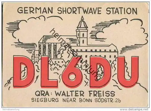 QSL - QTH - Funkkarte - DL6DU - Siegburg - 1958