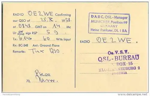 QSL - QTH - Funkkarte - DL6HW - Esslingen am Neckar - 1958