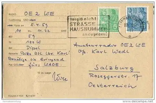 QSL - QTH - Funkkarte - DM2ALN - Karl-Marx-Stadt - 1959