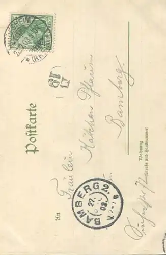 Burg Rheinstein - Künstlerkarte signiert C. Pfaff - Verlag Edm. von König Heidelberg gel. 1903