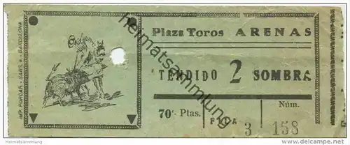 Spanien - Plaza Toros Arenas - Ticket Eintrittskarte