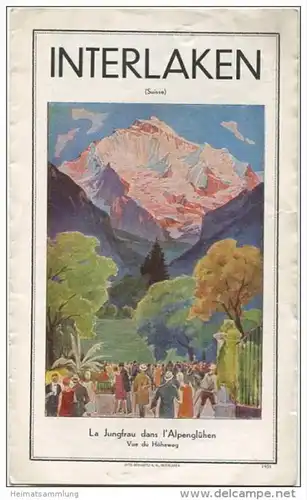 Schweiz - Interlaken 1931 - Faltblatt mit 7 Abbildungen - in französischer Sprache - Druck Otto Schlaefli AG Interlaken