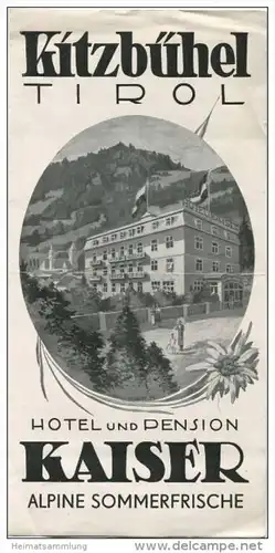Kitzbühel - Hotel und Pension Kaiser 40er Jahre - Faltblatt mit 6 Abbildungen