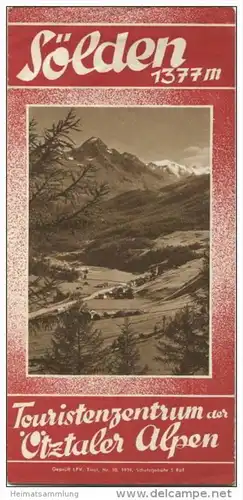 Sölden 1939 - Faltblatt mit 13 Abbildungen - Unterkunftsverzeichnis