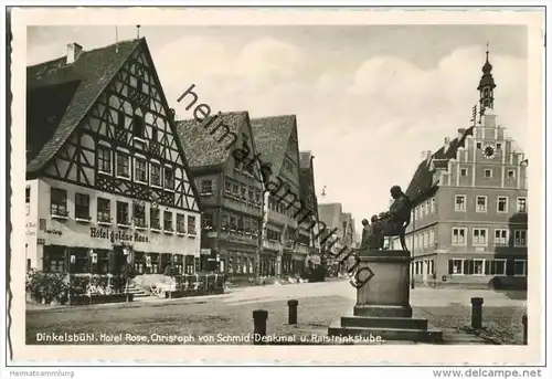 Tauberbischofsheim - Hotel goldene Rose - Christoph von Schmid Denkmal - Foto-AK