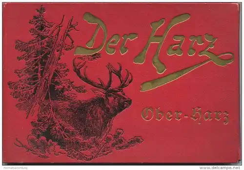 Der Harz um 1890 - Leineneinband mit Goldprägung - Leporello mit ca. 35 Lithografien - u.a. Wernigerode Ilsenstein Hotel