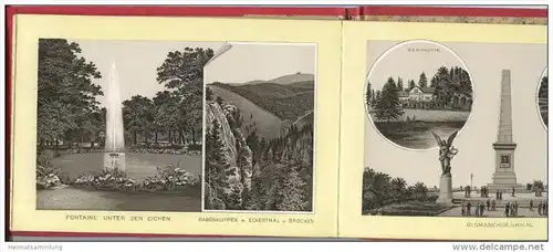 Der Harz um 1890 - Leineneinband mit Goldprägung - Leporello mit ca. 35 Lithografien - u.a. Wernigerode Ilsenstein Hotel