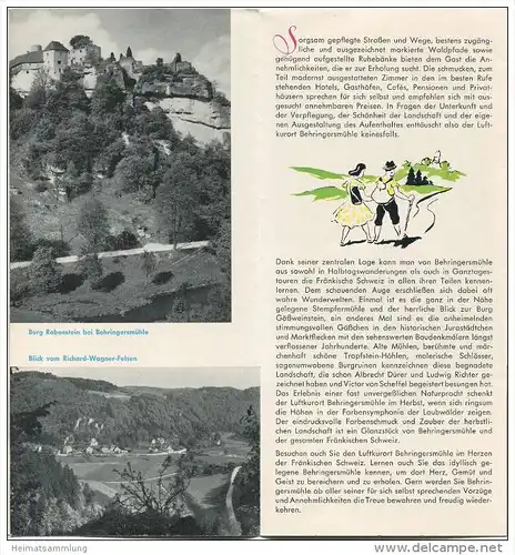 Behringersmühle 1965 - Faltblatt mit 8 Abbildungen - beiliegend Wohnungs- und Unterkunftsverzeichnis 1966/67