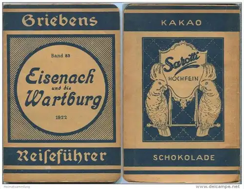 Eisenach und die Wartburg - 13. Auflage 1922 - 64 Seiten plus Werbung - Mit zwei Karten