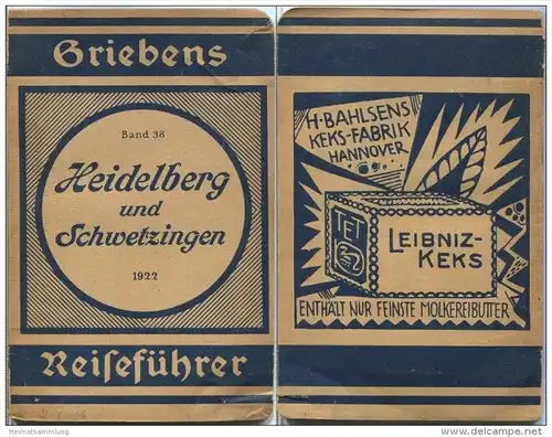 Heidelberg und Schwetzingen - 9. Auflage 1922 - 50 Seiten plus Werbung - Mit drei Karten