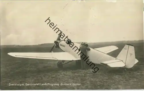 Flugzeug Junkers Junior - Foto-Ansichtskarte ca. 1930 - Verlag F Z Dessau
