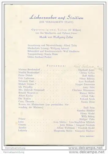 Landestheater Dessau - Spielzeit 1957/58 Nummer 14 - Liebeszauber auf Sizilien von Wolfgang Zeller - Eberhard Kratz