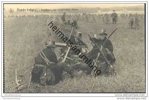 Belgien - Militär - Armée belge - Maneuvre des Mitreilleuses Maxim - Maschinengewehr